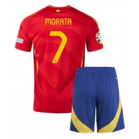 Dres Španielsko Alvaro Morata #7 Domáci pre deti ME 2024 Krátky Rukáv (+ trenírky)